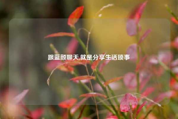 跟蓝颜聊天,就是分享生活琐事