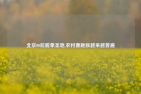 北京00后脱单圣地,农村妻跑族越来越普遍