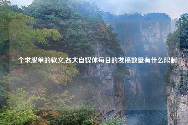 一个求脱单的软文,各大自媒体每日的发稿数量有什么限制