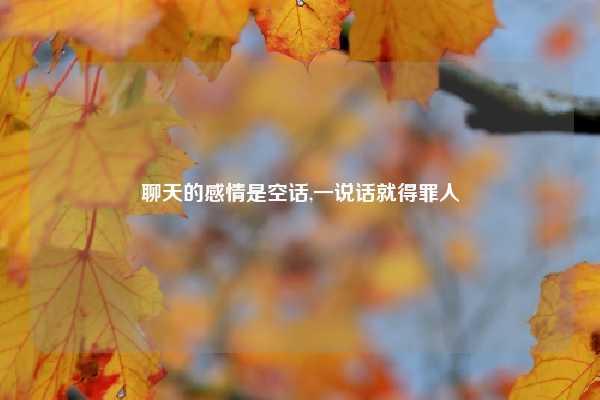 聊天的感情是空话,一说话就得罪人