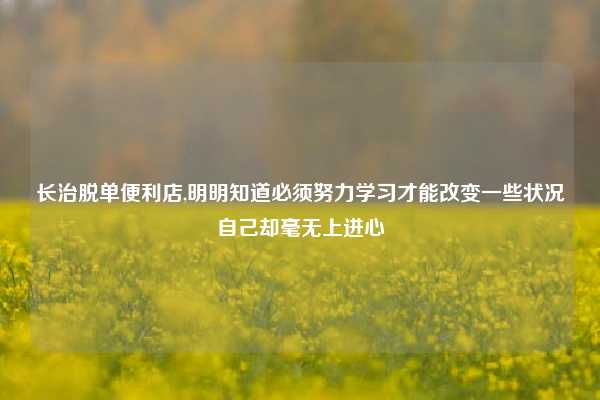 长治脱单便利店,明明知道必须努力学习才能改变一些状况自己却毫无上进心