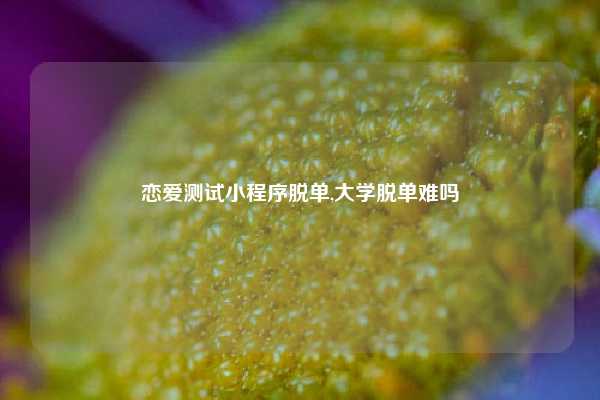 恋爱测试小程序脱单,大学脱单难吗