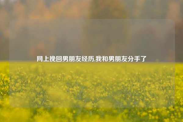 网上挽回男朋友经历,我和男朋友分手了