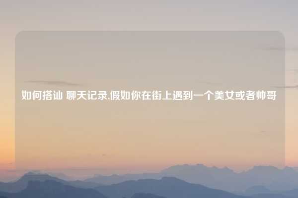 如何搭讪 聊天记录,假如你在街上遇到一个美女或者帅哥