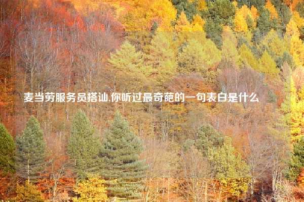 麦当劳服务员搭讪,你听过最奇葩的一句表白是什么