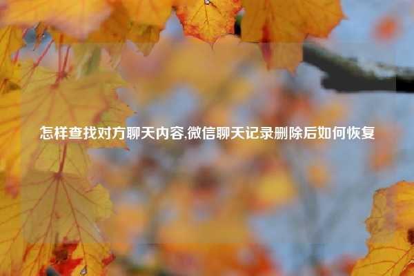 怎样查找对方聊天内容,微信聊天记录删除后如何恢复