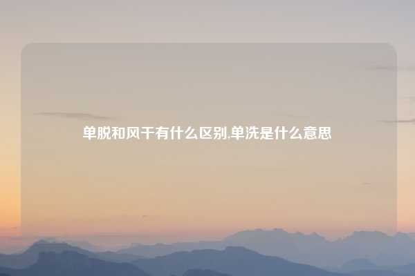 单脱和风干有什么区别,单洗是什么意思
