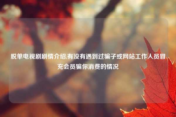 脱单电视剧剧情介绍,有没有遇到过骗子或网站工作人员冒充会员骗你消费的情况