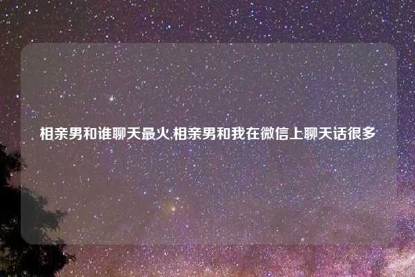 相亲男和谁聊天最火,相亲男和我在微信上聊天话很多