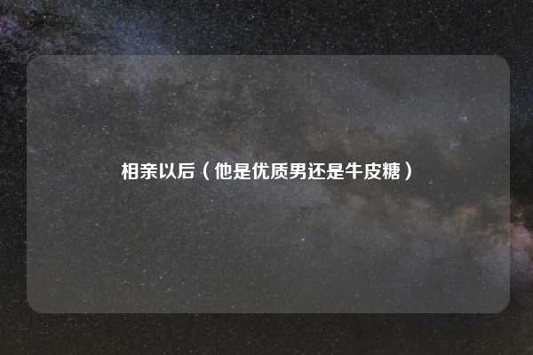 相亲以后(他是优质男还是牛皮糖)