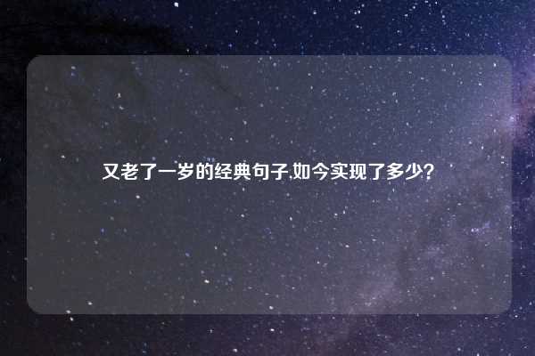 又老了一岁的经典句子,如今实现了多少？
