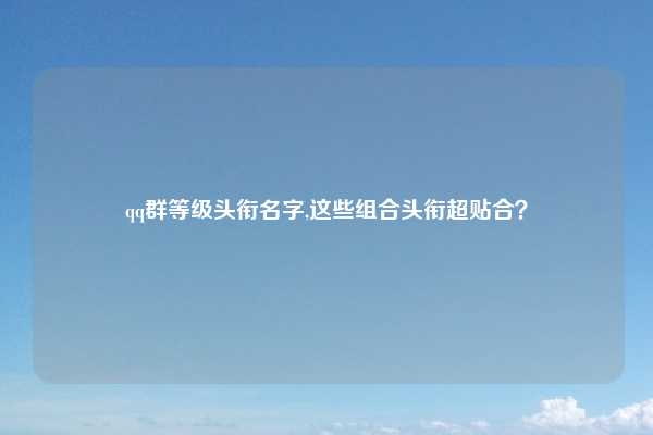 qq群等级头衔名字,这些组合头衔超贴合?