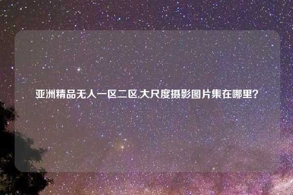 亚洲精品无人一区二区,大尺度摄影图片集在哪里？