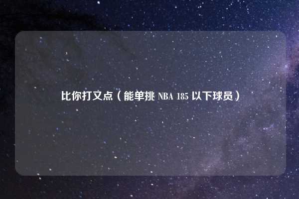 比你打又点（能单挑 NBA 185 以下球员）