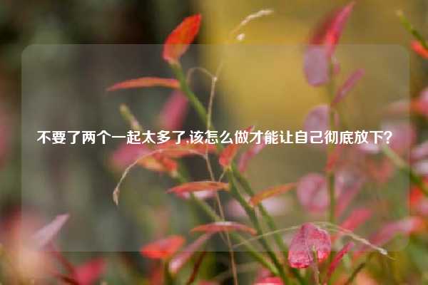 不要了两个一起太多了,该怎么做才能让自己彻底放下?