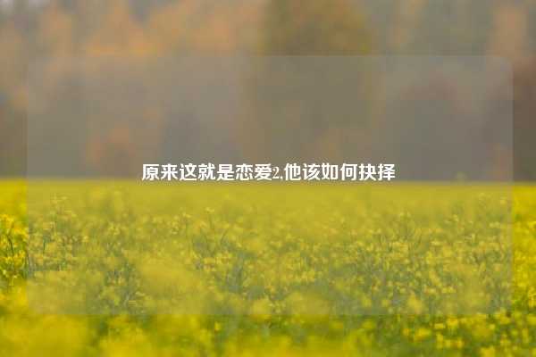 原来这就是恋爱2,他该如何抉择