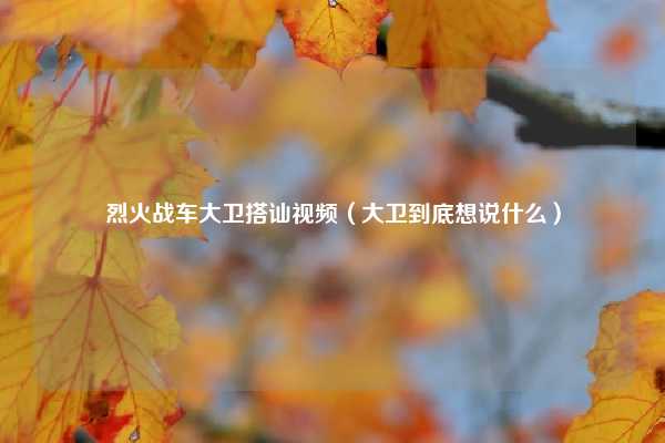 烈火战车大卫搭讪视频（大卫到底想说什么）
