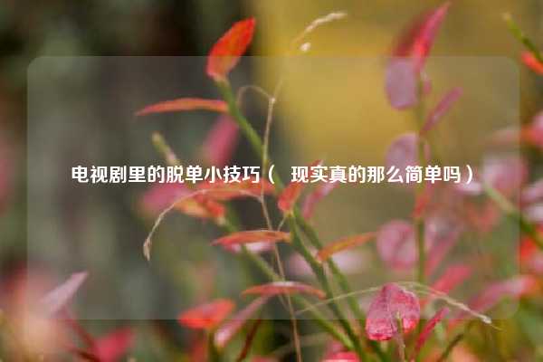 电视剧里的脱单小技巧（  现实真的那么简单吗）