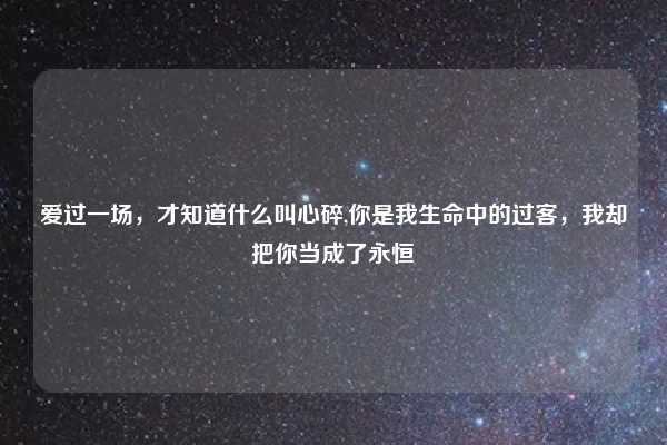 爱过一场，才知道什么叫心碎,你是我生命中的过客，我却把你当成了永恒
