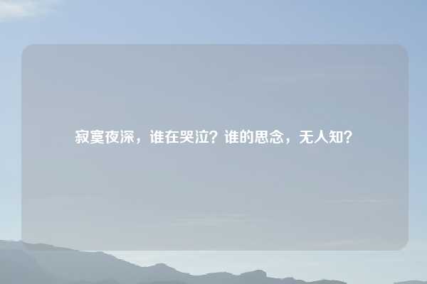 寂寞夜深，谁在哭泣？谁的思念，无人知？