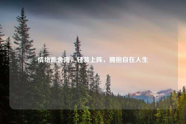 情绪断舍离，轻装上阵，拥抱自在人生