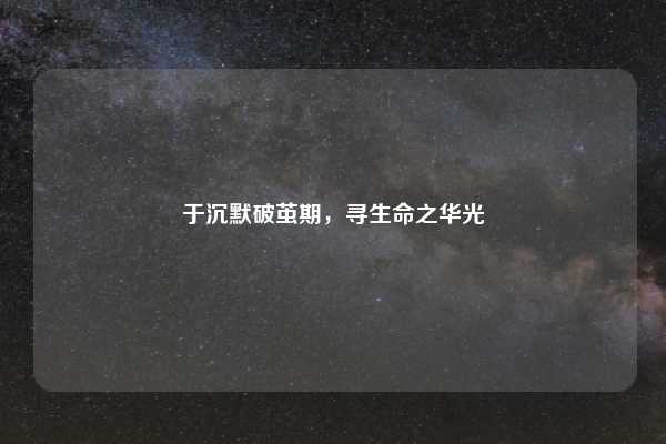 于沉默破茧期,寻生命之华光