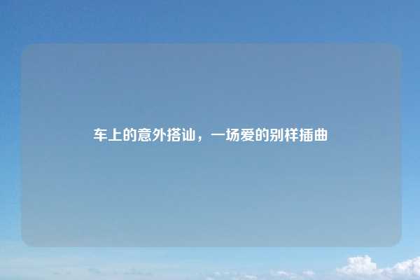 车上的意外搭讪,一场爱的别样插曲