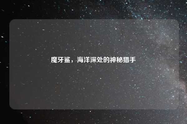 魔牙鲨，海洋深处的神秘猎手