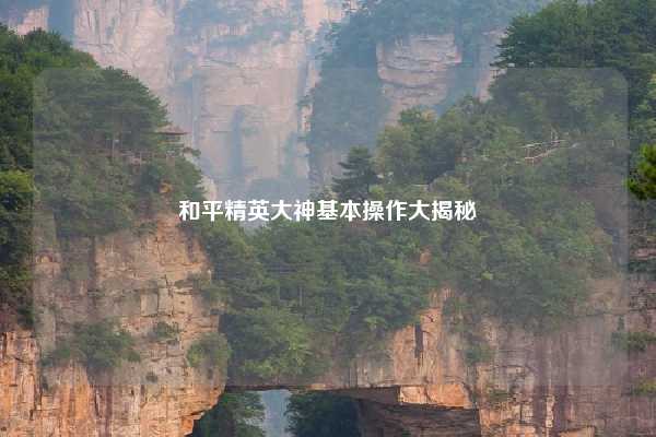 和平精英大神基本操作大揭秘
