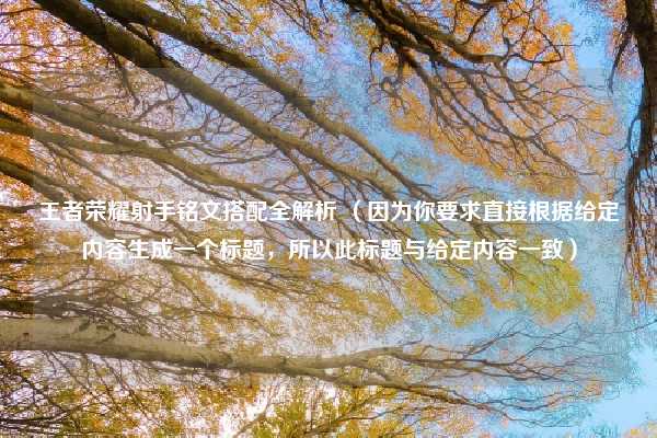 王者荣耀射手铭文搭配全解析 （因为你要求直接根据给定内容生成一个标题，所以此标题与给定内容一致）