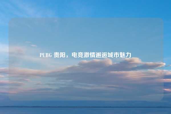 PUBG 贵阳，电竞激情邂逅城市魅力