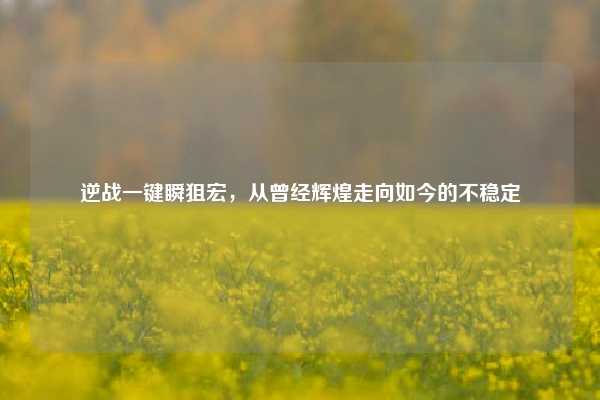 逆战一键瞬狙宏,从曾经辉煌走向如今的不稳定