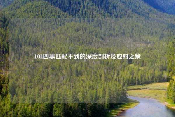 LOL四黑匹配不到的深度剖析及应对之策