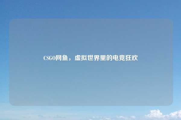 CSGO网鱼,虚拟世界里的电竞狂欢