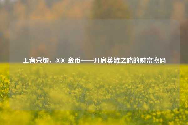 王者荣耀,3000 金币——开启英雄之路的财富密码
