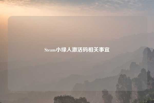 Steam小绿人激活码相关事宜