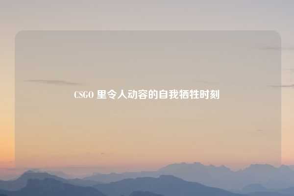 CSGO 里令人动容的自我牺牲时刻