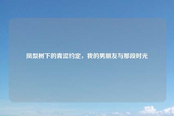 凤梨树下的青涩约定，我的男朋友与那段时光