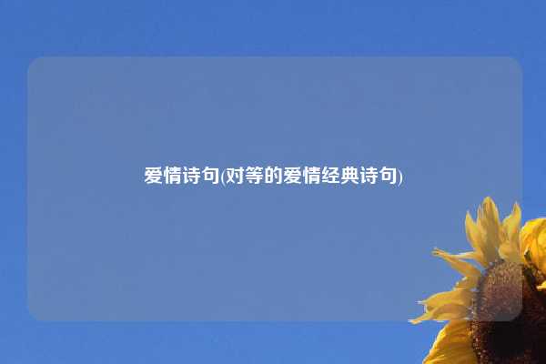爱情诗句(对等的爱情经典诗句)